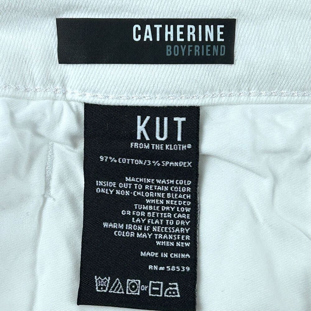 Kut From The Kloth Catherine Boyfriend White Denim Jeans Size 20W NWT - Picture 8 of 13